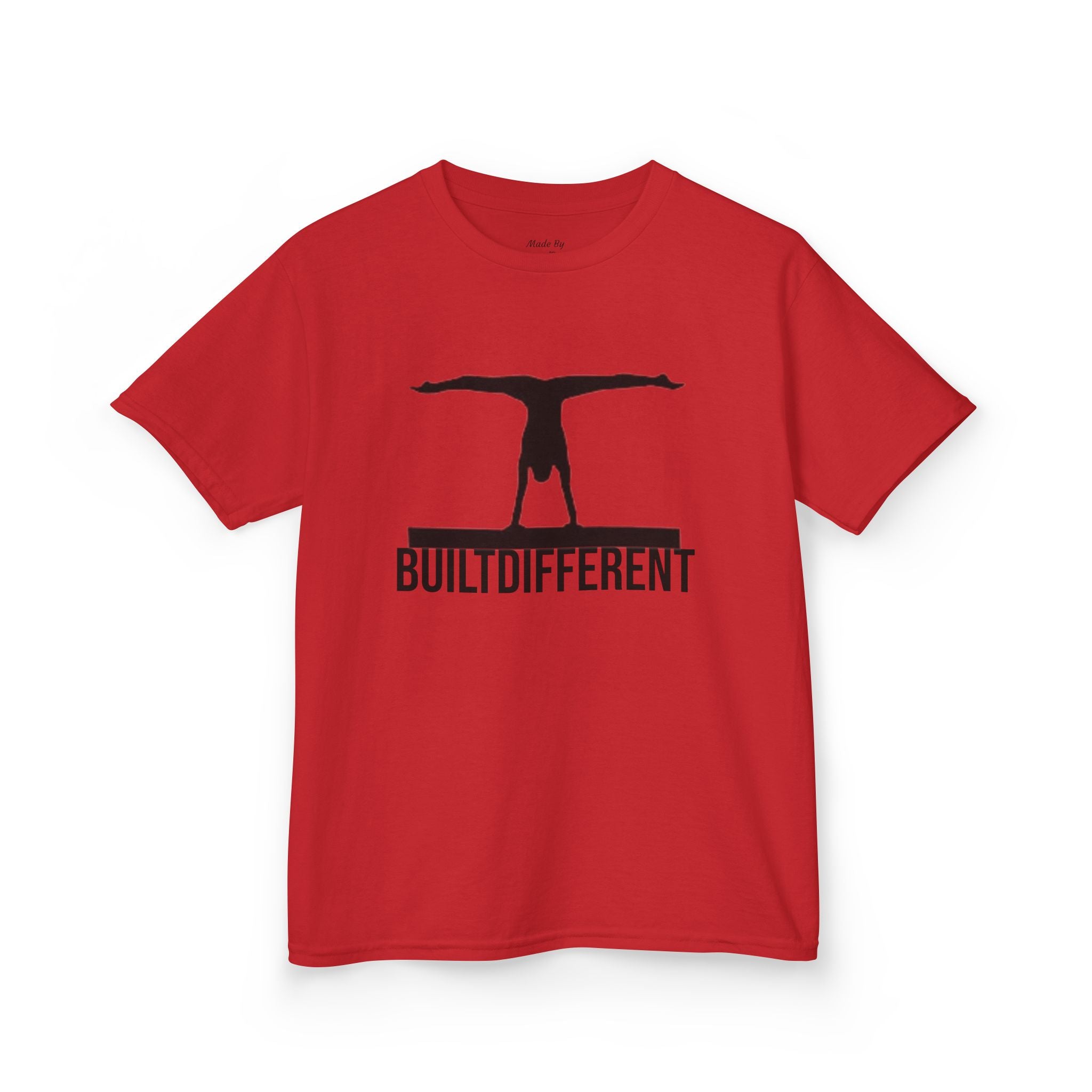 Kids T-Shirt — 'BUILTDIFFERENT' Gymnast Silhouette Tee