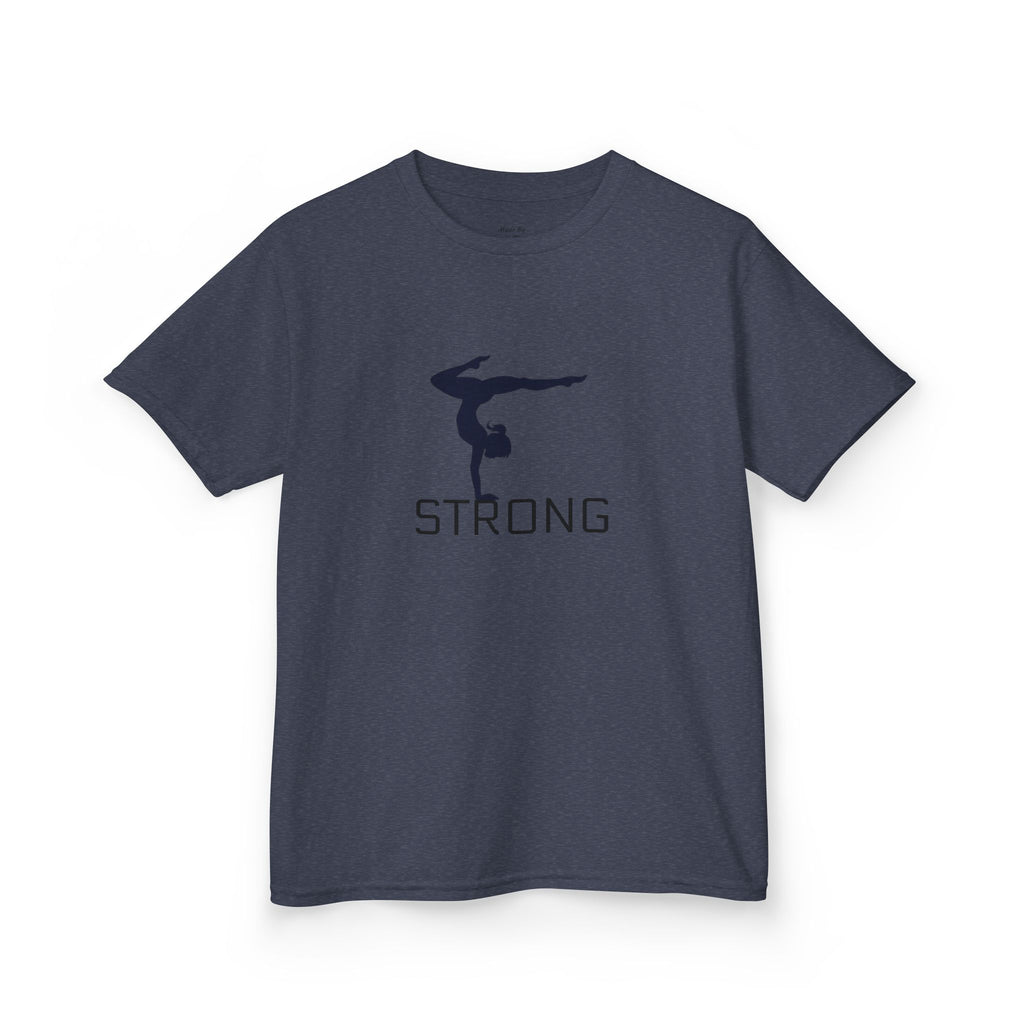 Kids Gymnastics Tee — 'STRONG' Handstand Silhouette Shirt