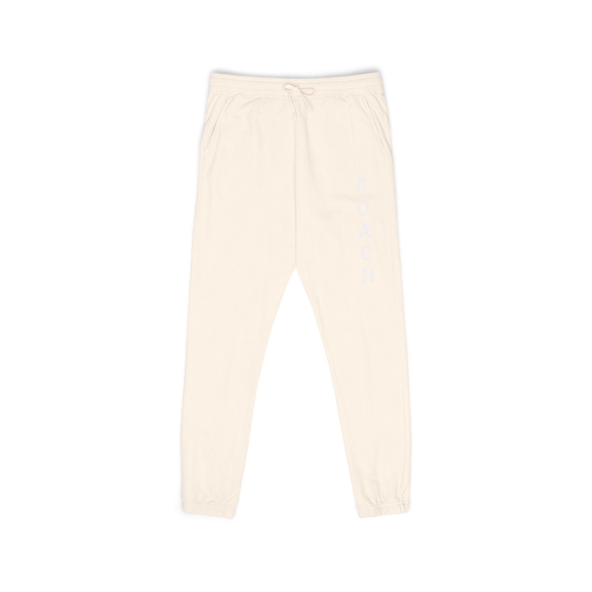 Adults Coach Vertical Logo Sweatpants — Garment-Dyed Fleece Joggers