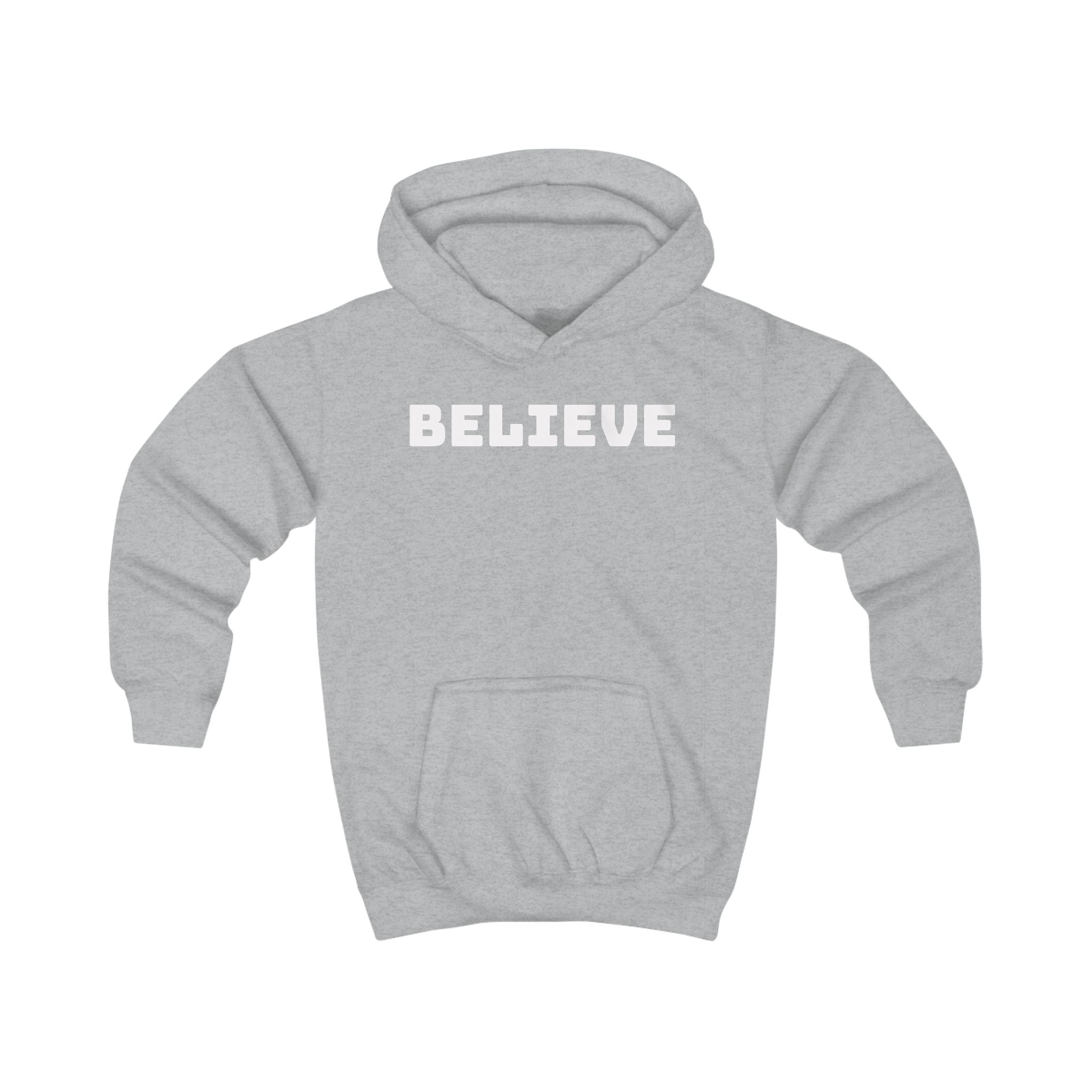 Kids Hoodie — 'BELIEVE' Yellow Kids Hoodie with Silhouette Back Graphic