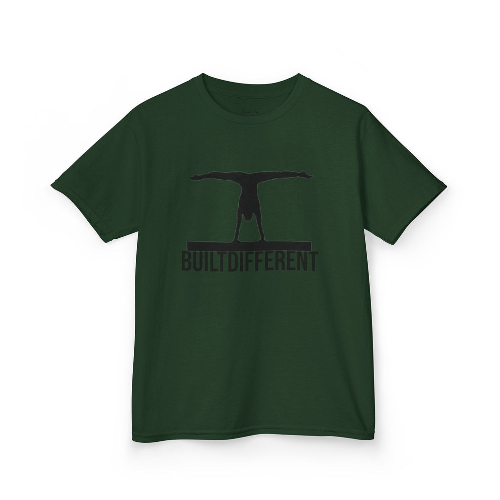 Kids T-Shirt — 'BUILTDIFFERENT' Gymnast Silhouette Tee