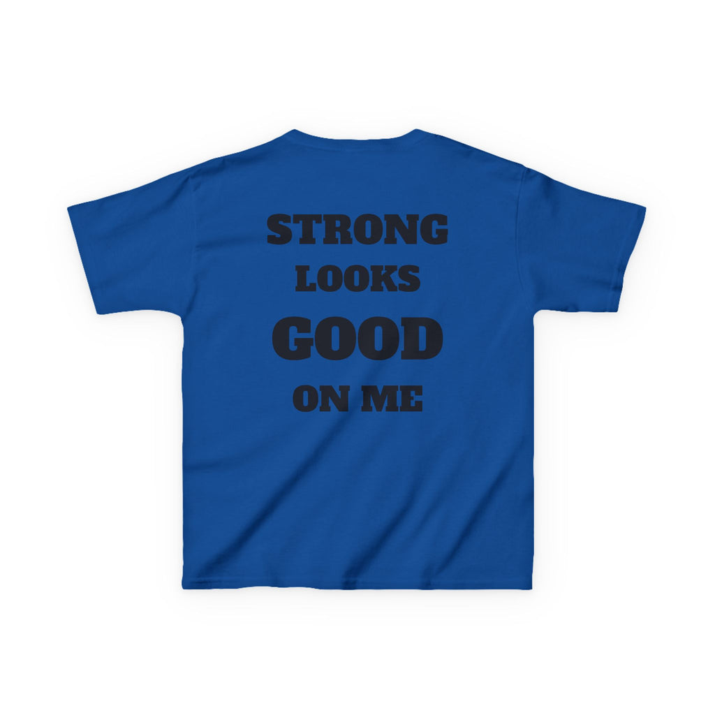 Kids Tee — "Strong Looks Good On Me" Inspirational Graphic Tee