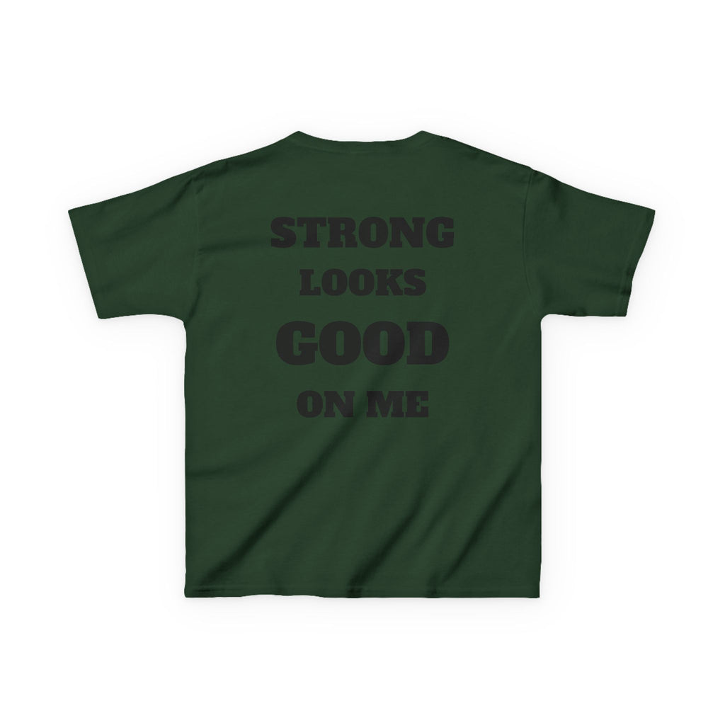 Kids Tee — "Strong Looks Good On Me" Inspirational Graphic Tee