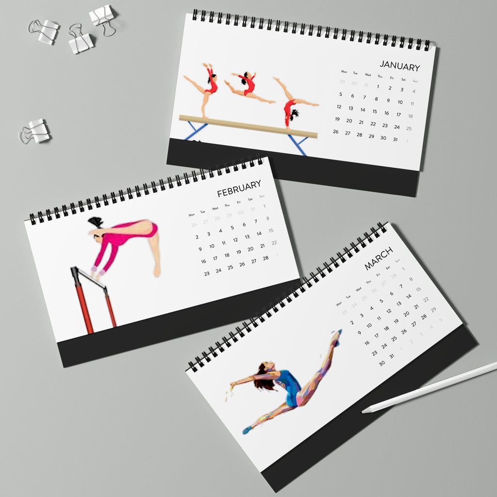 Gymnastics Colourful Desk Calendar 2026 - Flip the Year