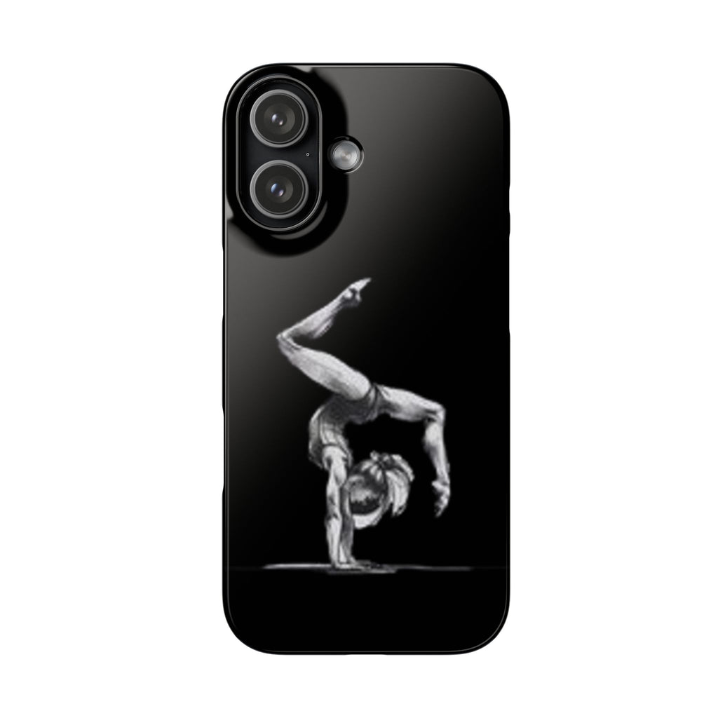 Gymnastics Phone Case — Black Chalk-Style Handstand Design