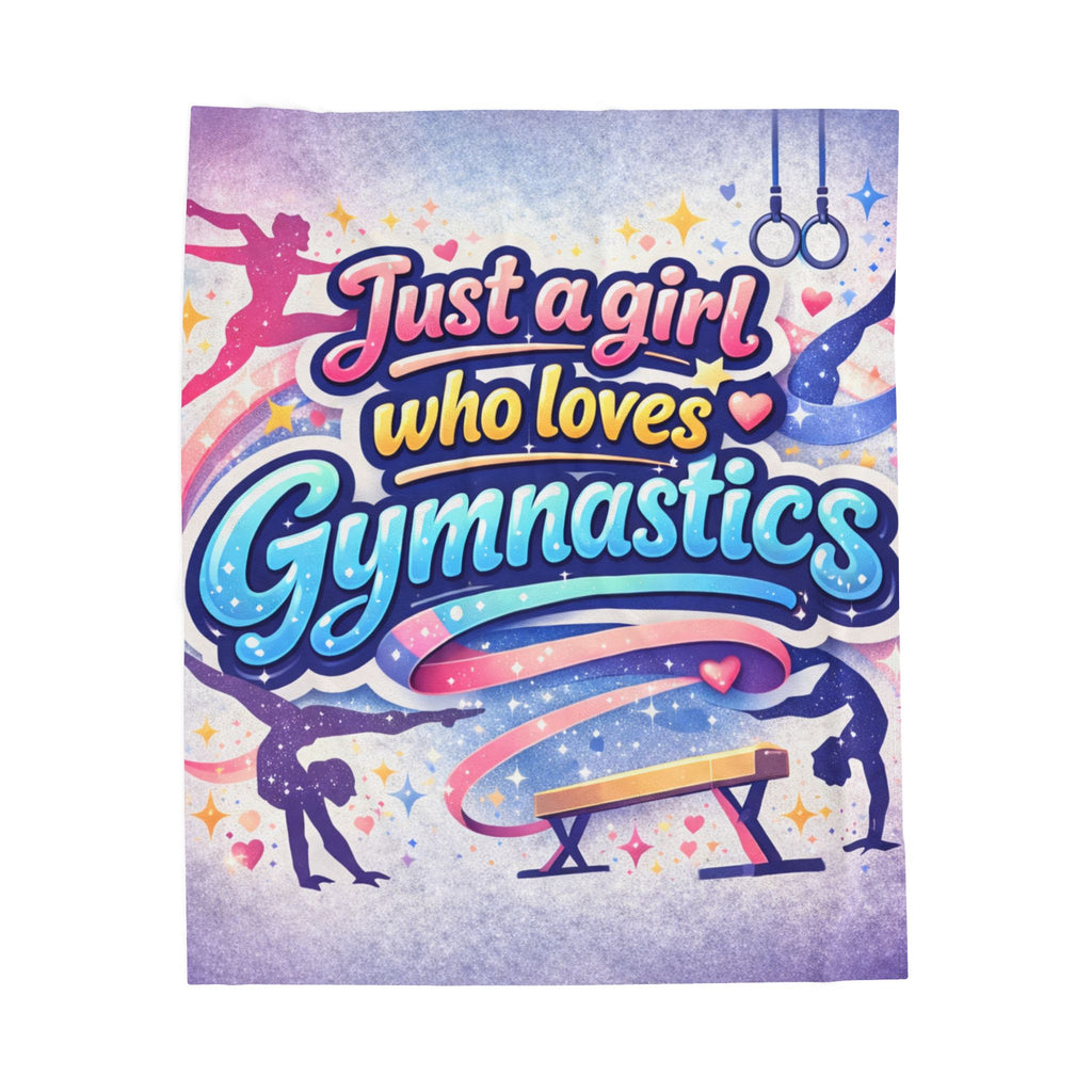 Gymnastics Plush Blanket — "Just a Girl Who Loves Gymnastics" Velveteen Throw