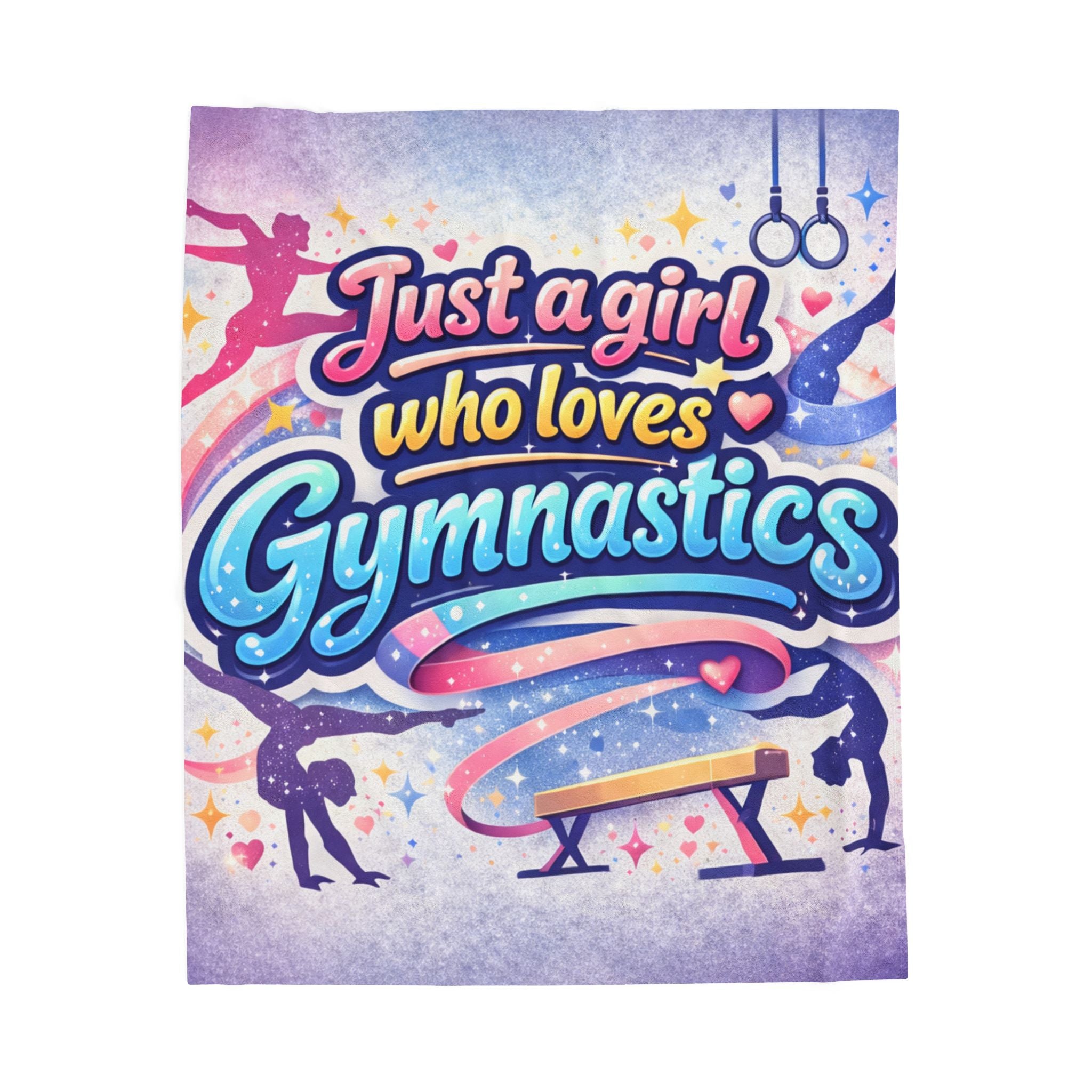 Gymnastics Plush Blanket — "Just a Girl Who Loves Gymnastics" Velveteen Throw