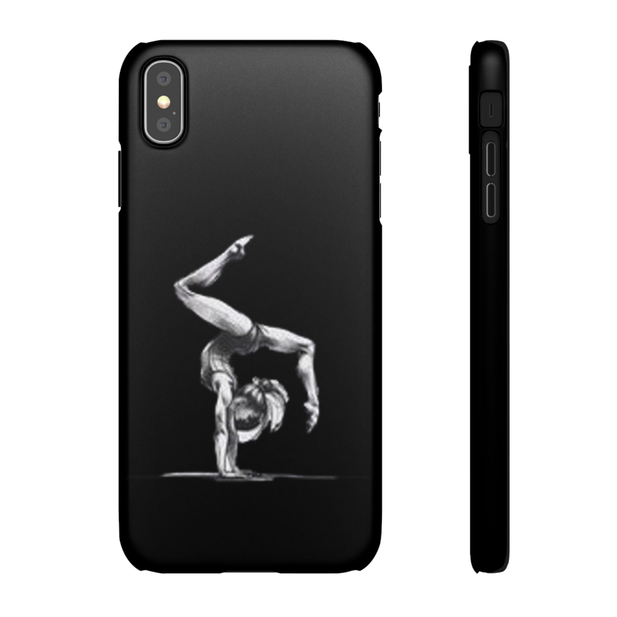 Gymnastics Phone Case — Black Chalk-Style Handstand Design