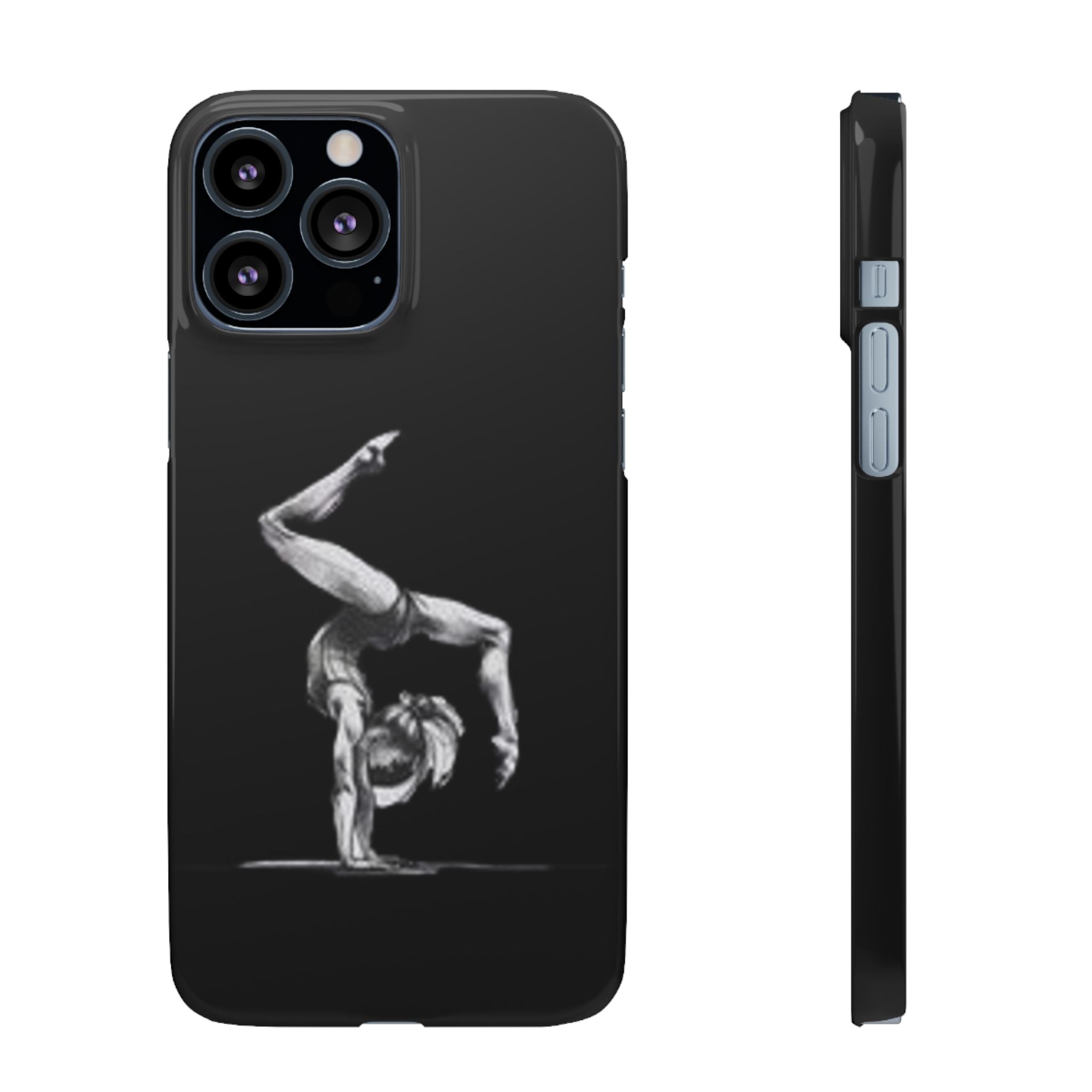 Gymnastics Phone Case — Black Chalk-Style Handstand Design