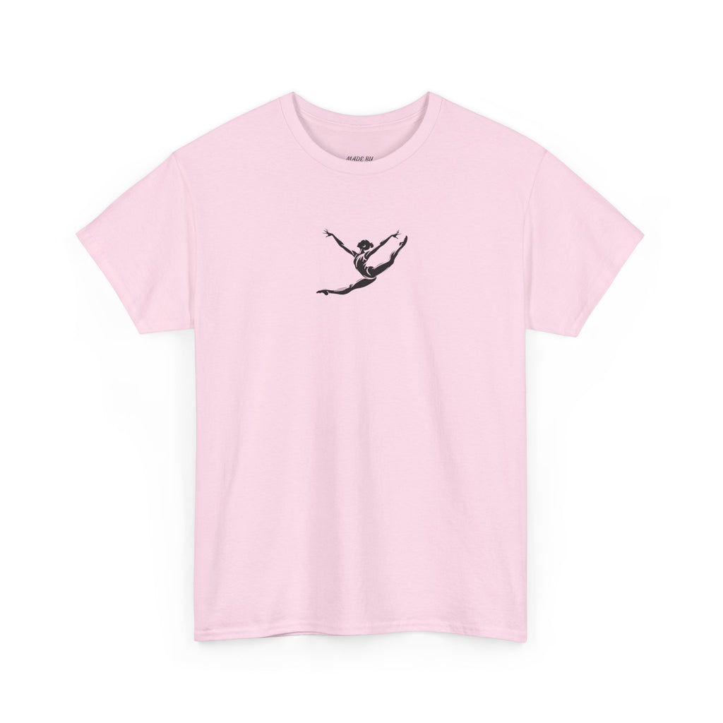 Gymnast Minimalist Tee — Small Graceful Leap Graphic T-Shirt (Adults)