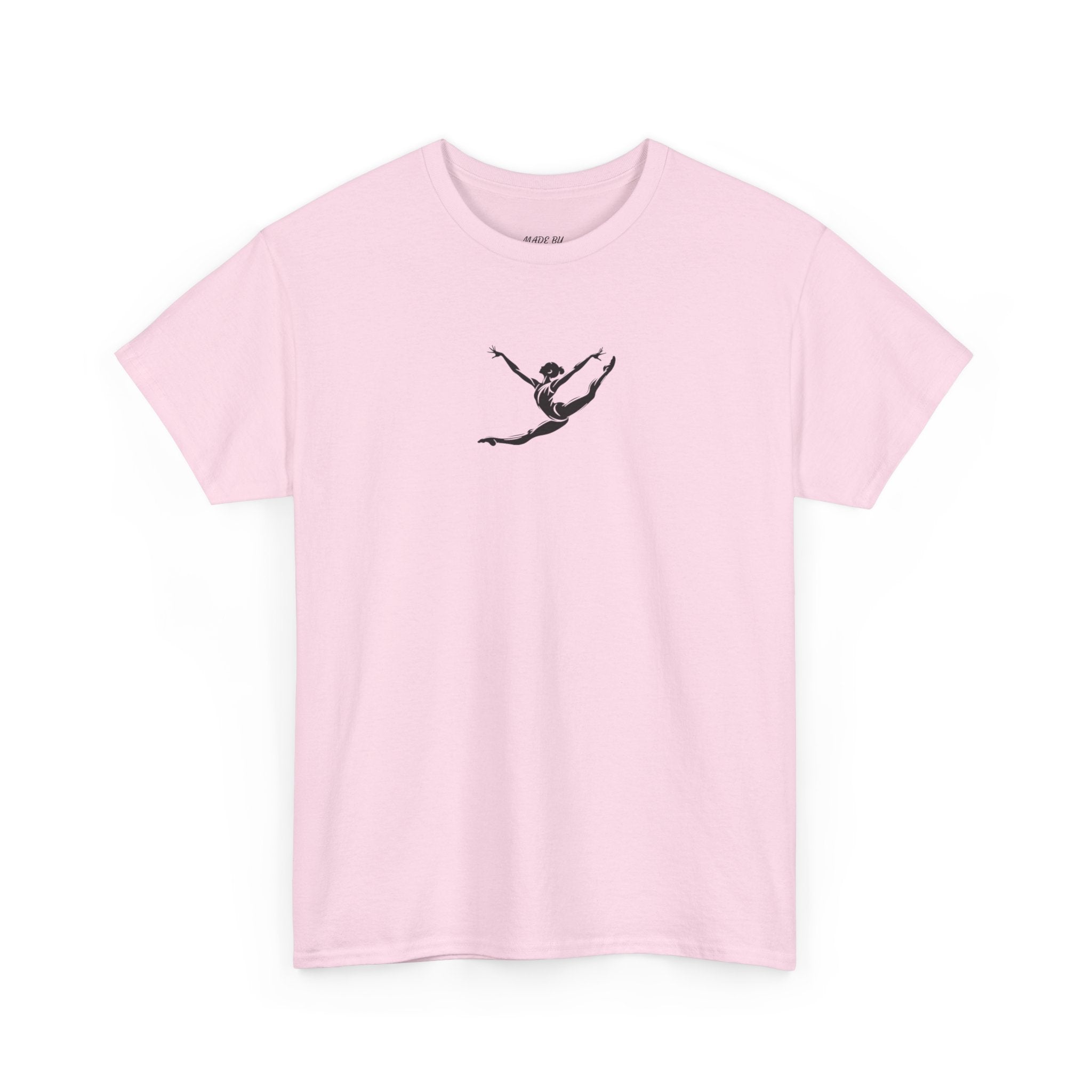 Gymnast Minimalist Tee — Small Graceful Leap Graphic T-Shirt (Adults)