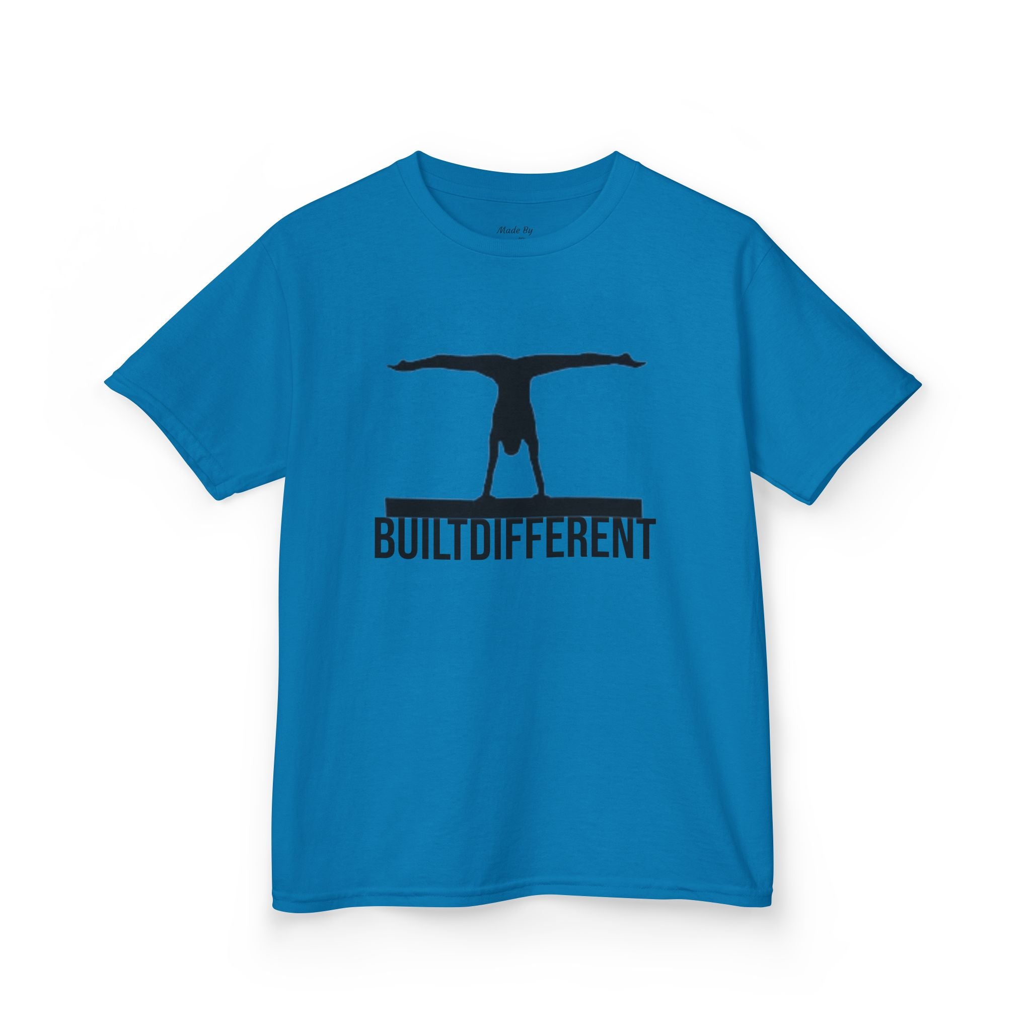 Kids T-Shirt — 'BUILTDIFFERENT' Gymnast Silhouette Tee