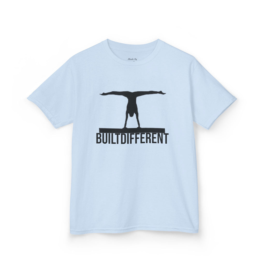Kids T-Shirt — 'BUILTDIFFERENT' Gymnast Silhouette Tee