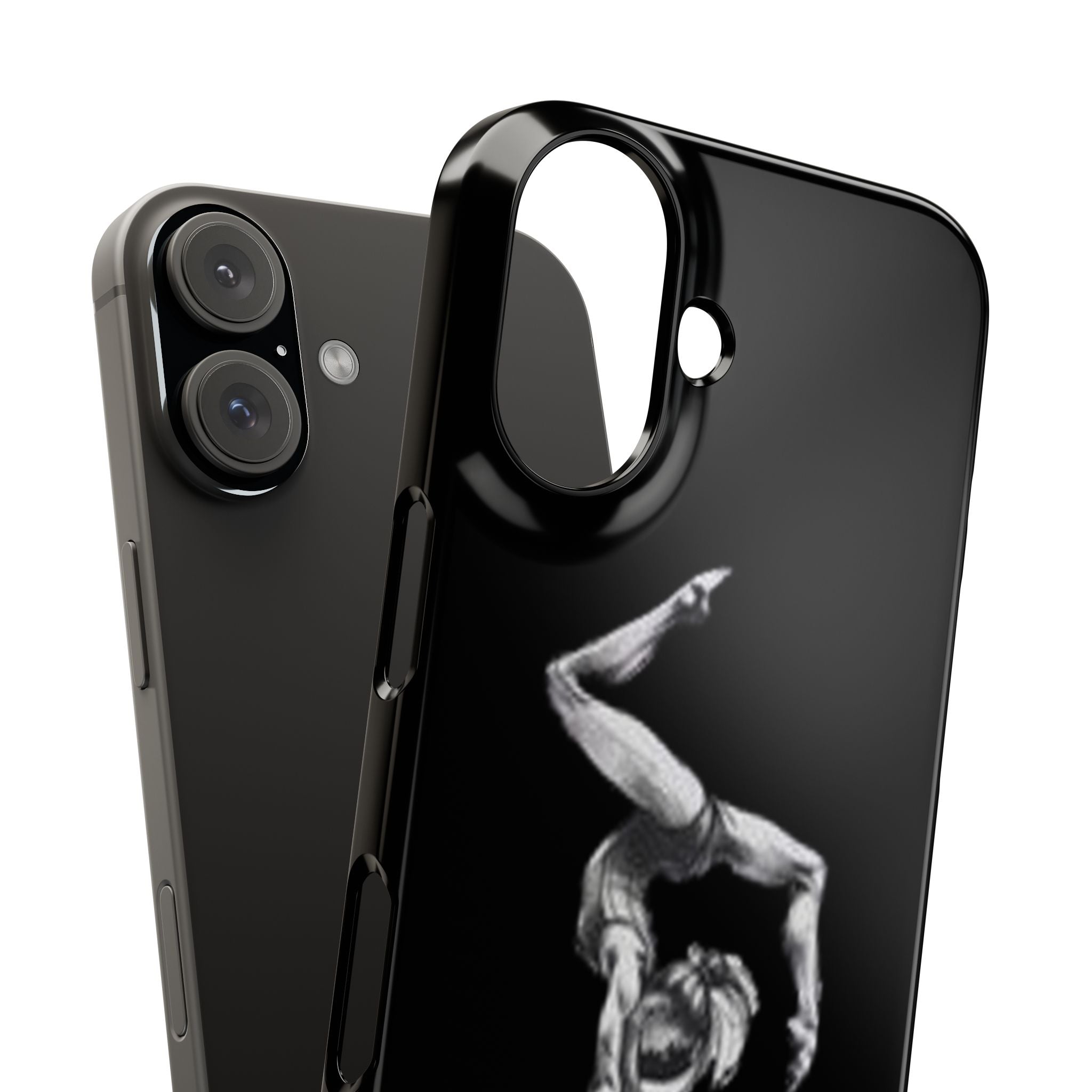 Coach Gymnastics Phone Case — Black Snap Phone Cover with Gymnast Silhouette