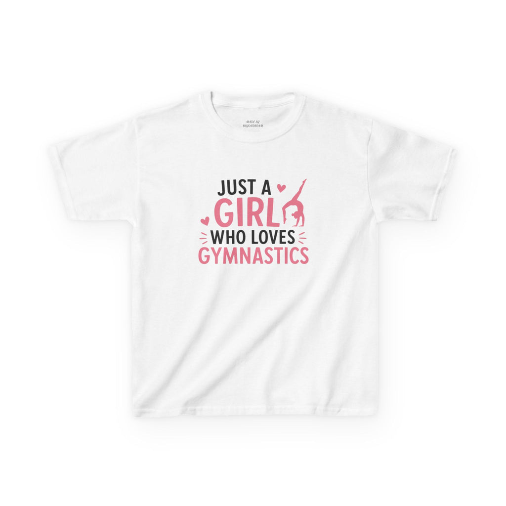 Kids Gymnastics T-Shirt - "Just a Girl Who Loves Gymnastics" Pink Design