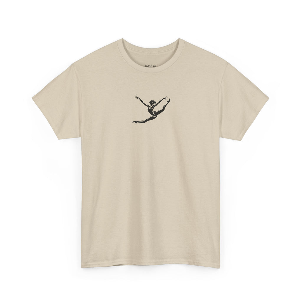 Gymnast Minimalist Tee — Small Graceful Leap Graphic T-Shirt (Adults)