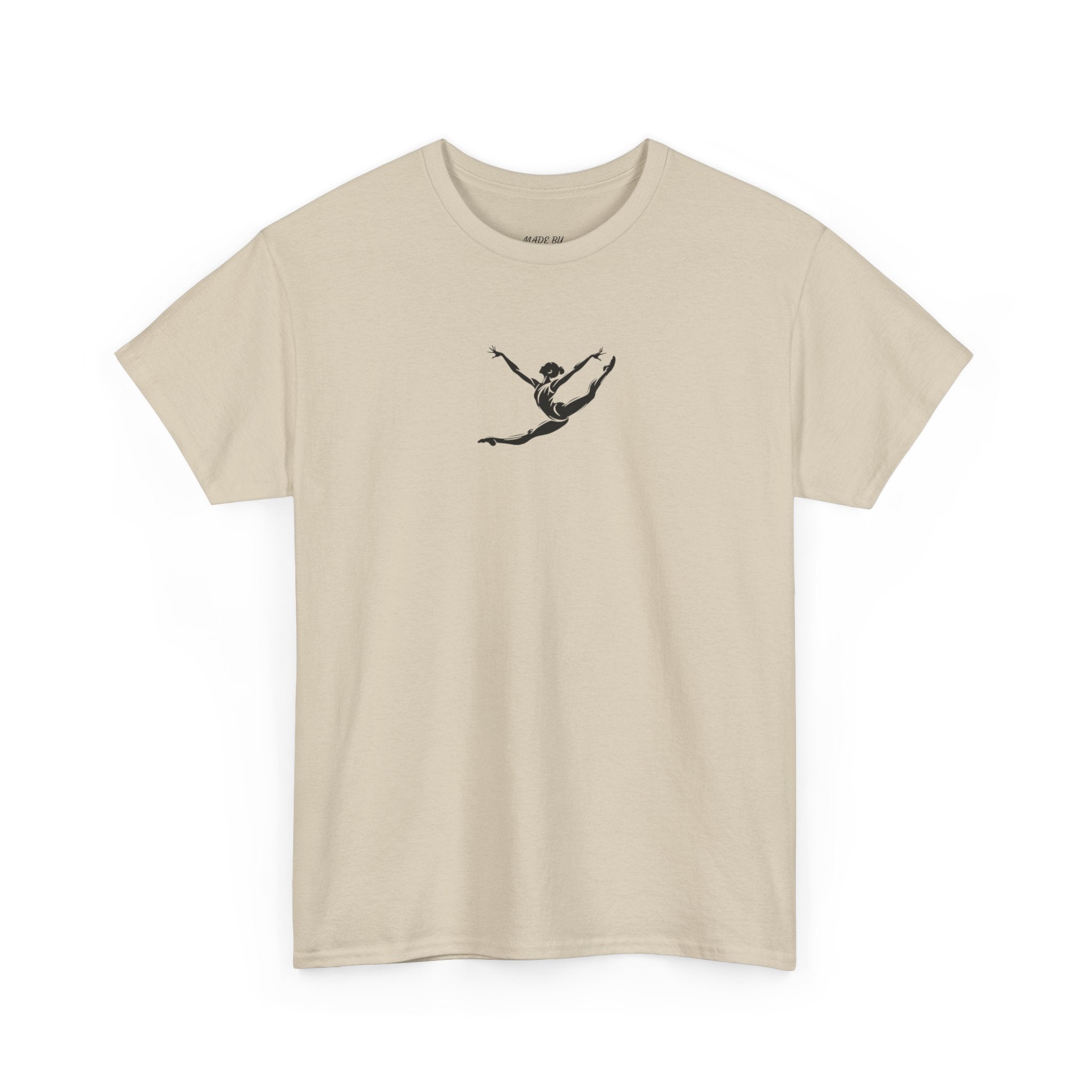 Gymnast Minimalist Tee — Small Graceful Leap Graphic T-Shirt (Adults)