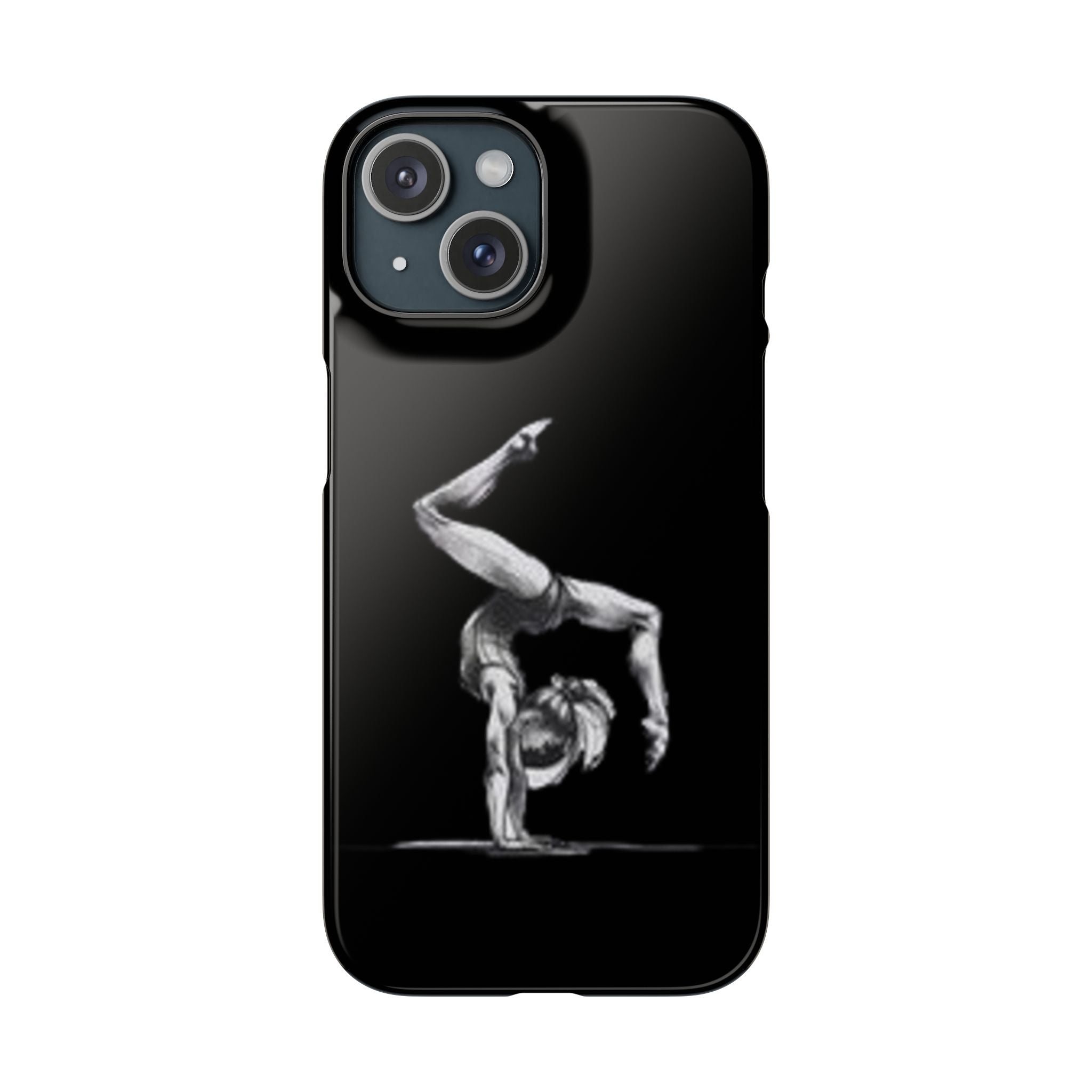 Gymnastics Phone Case — Black Chalk-Style Handstand Design