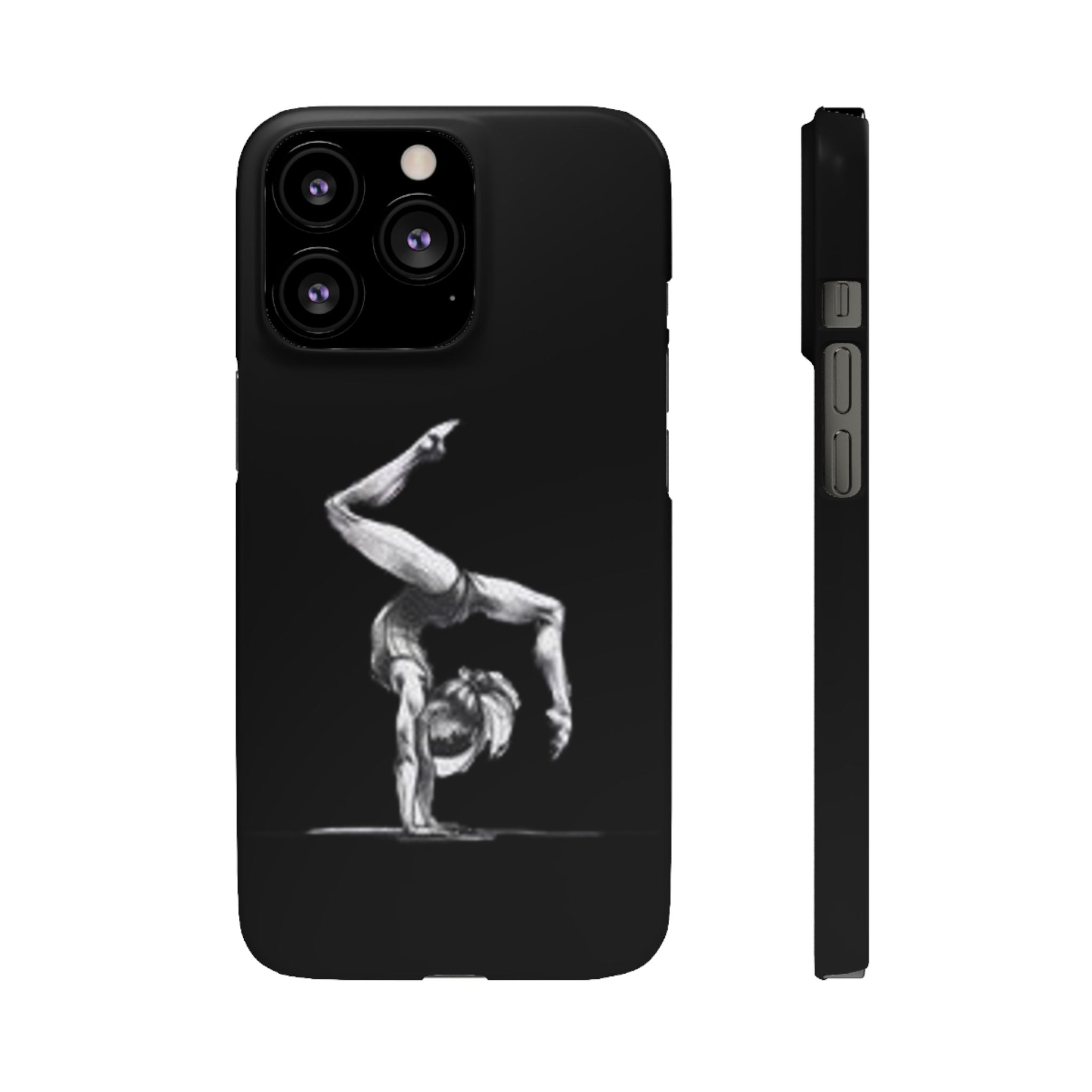 Gymnastics Phone Case — Black Chalk-Style Handstand Design