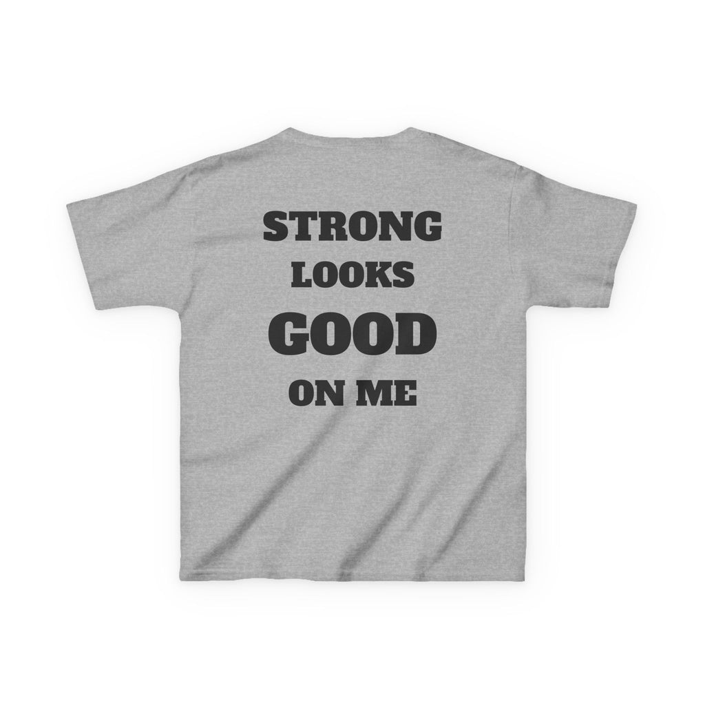 Kids Tee — "Strong Looks Good On Me" Inspirational Graphic Tee