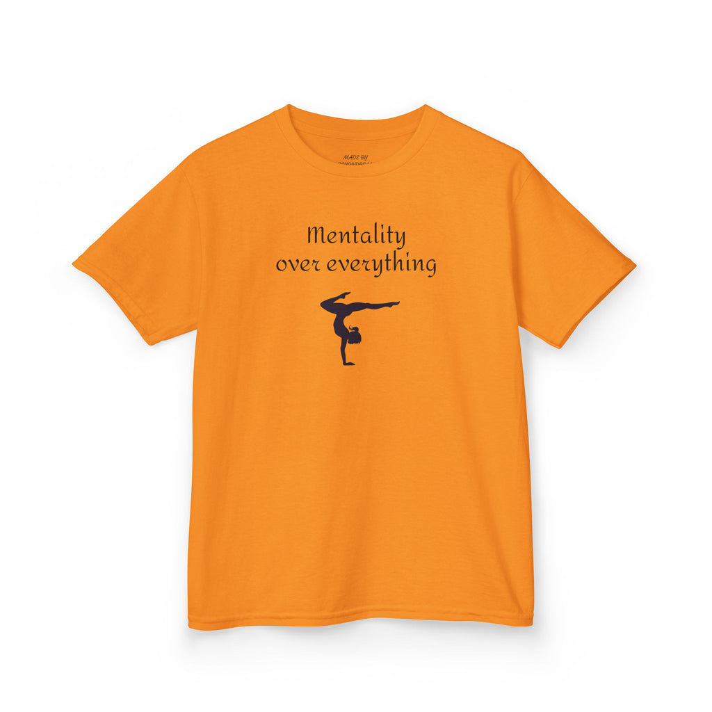 Kids Tee — “Mentality Over Everything” Gymnast Silhouette Shirt