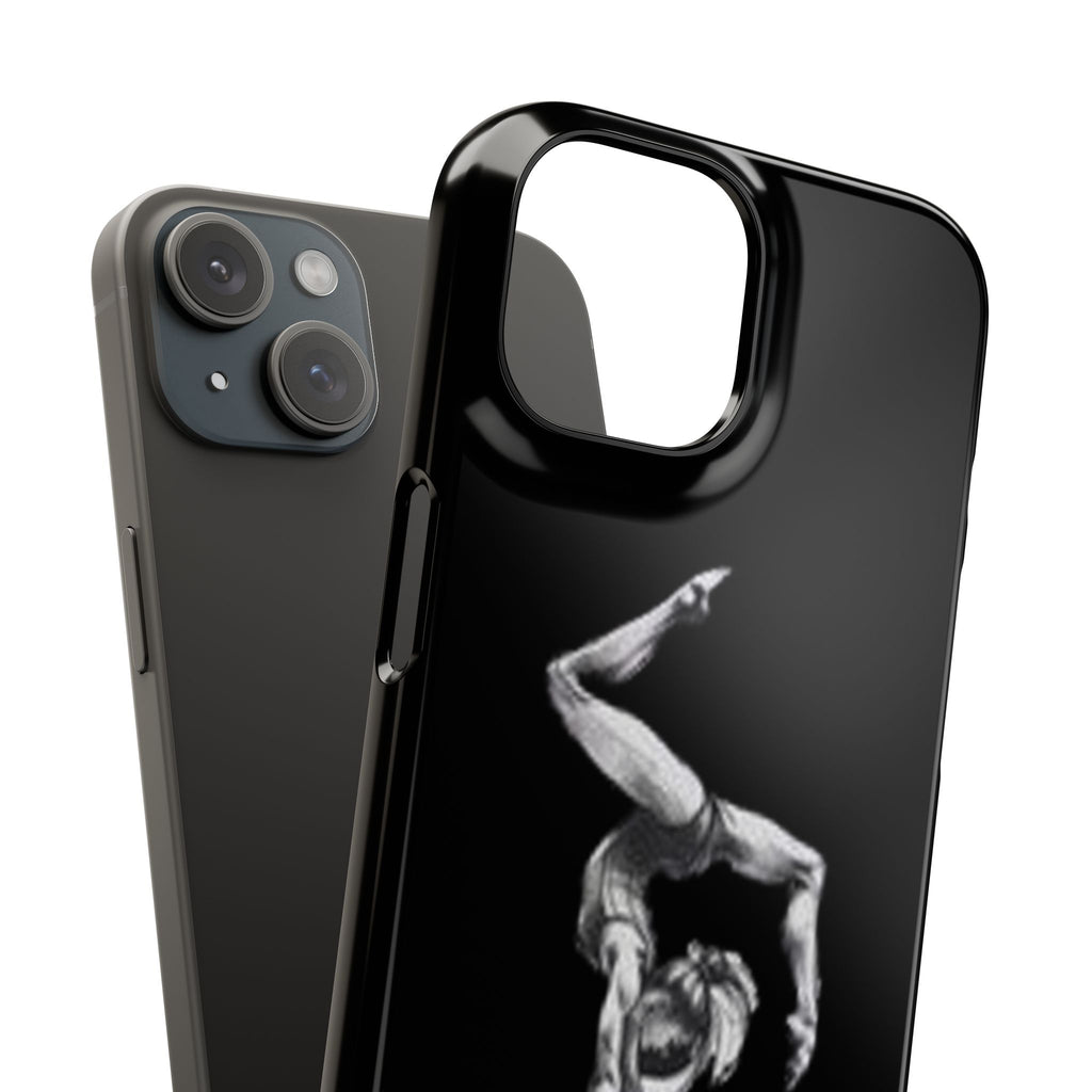 Coach Gymnastics Phone Case — Black Snap Phone Cover with Gymnast Silhouette