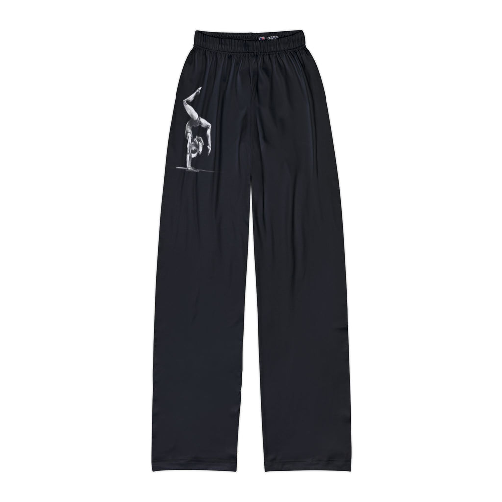 Kids Lounge Pants — Black Gymnast Silhouette Athletic Lounge Pants