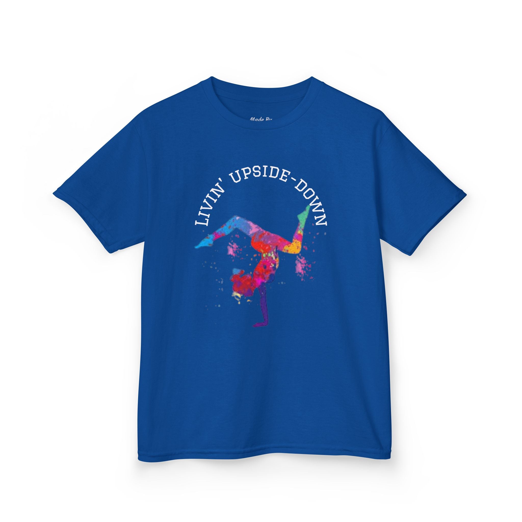 Colorful Gymnastics Kids Tee - 'Livin' Upside Down' (Kids)