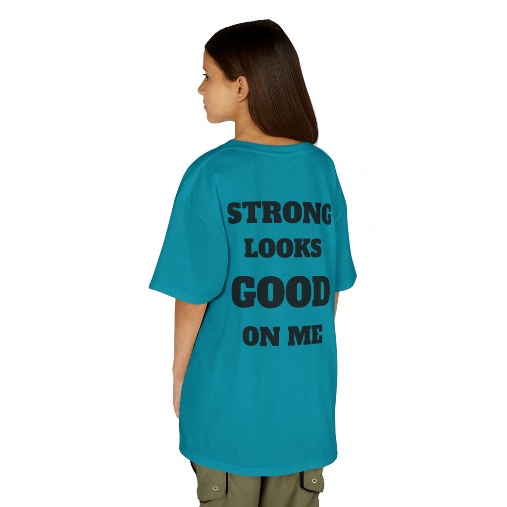 Kids Tee — "Strong Looks Good On Me" Inspirational Graphic Tee