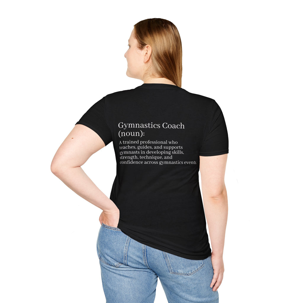Adults Gymnastics Coach Definition T-Shirt — Back-Print Gift for Coaches