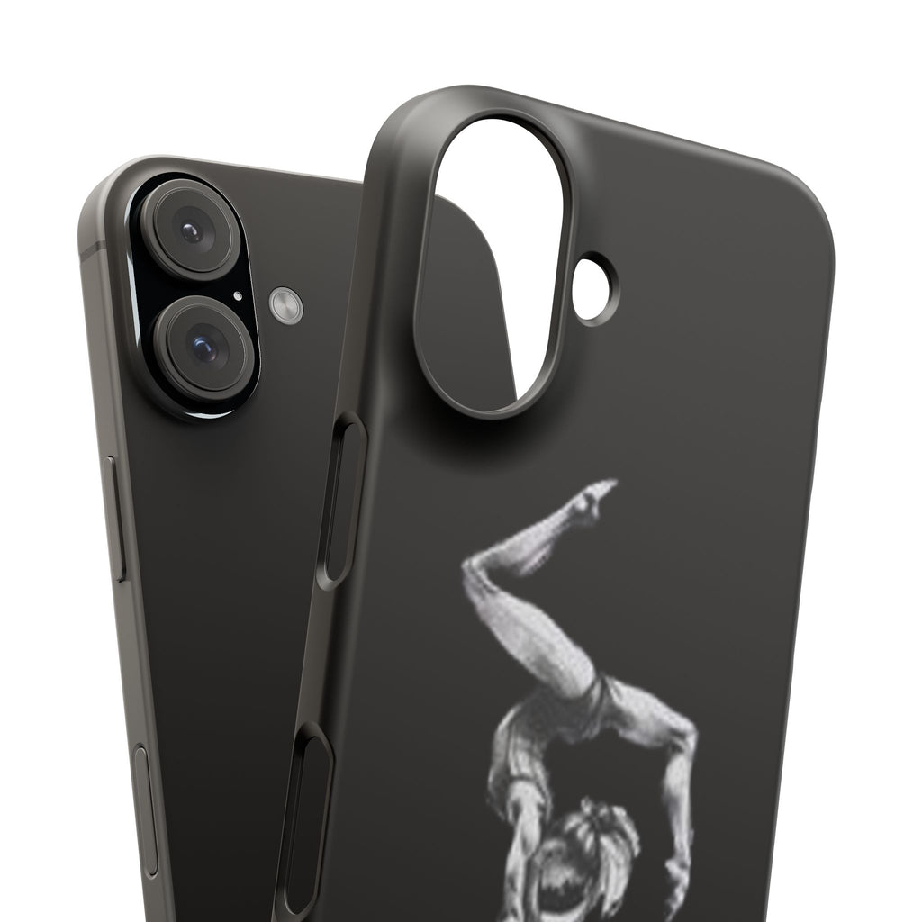 Coach Gymnastics Phone Case — Black Snap Phone Cover with Gymnast Silhouette