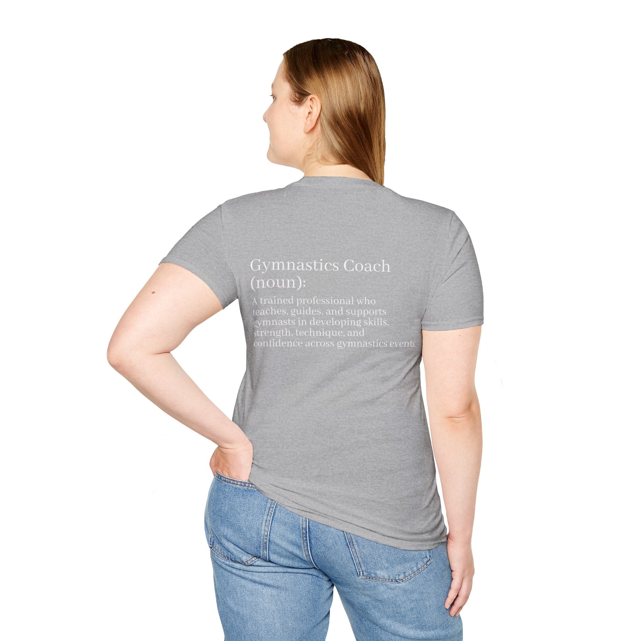 Adults Gymnastics Coach Definition T-Shirt — Back-Print Gift for Coaches