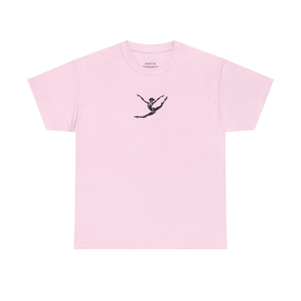 Gymnast Minimalist Tee — Small Graceful Leap Graphic T-Shirt (Adults)