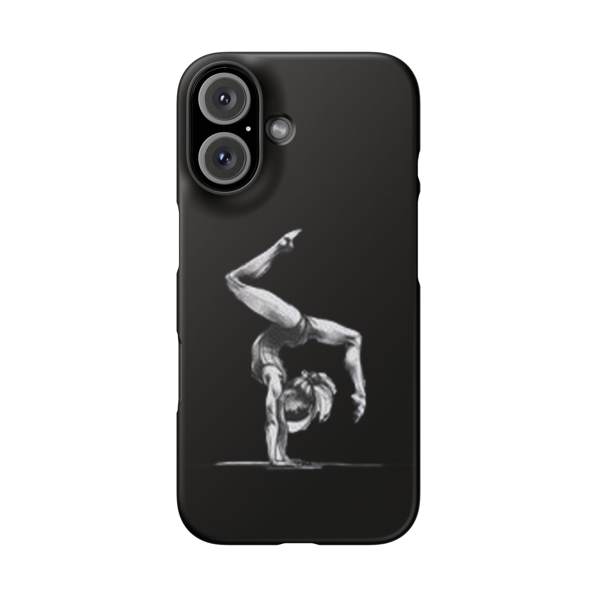 Gymnastics Phone Case — Black Chalk-Style Handstand Design