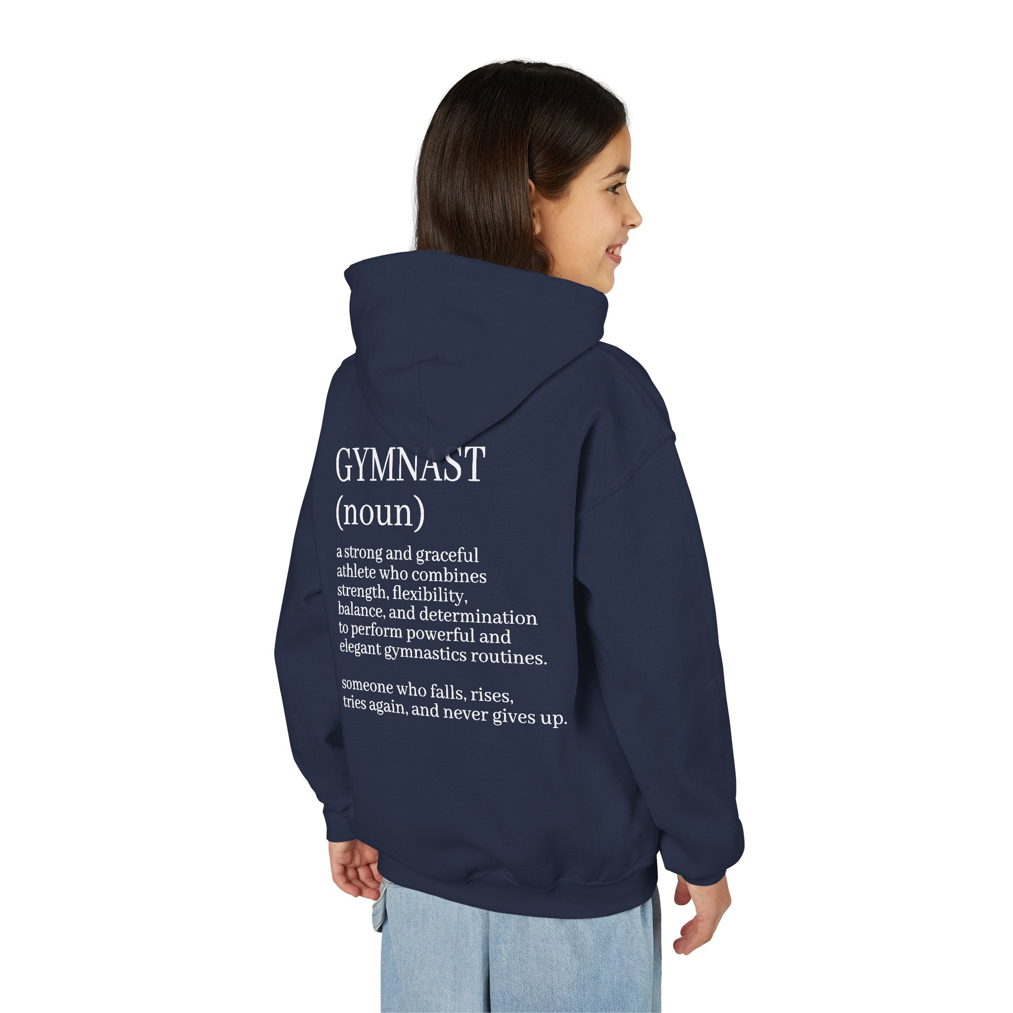 Gymnast Definition Youth Hoodie — Personalized 'NAME' Back-Print Sweatshirt