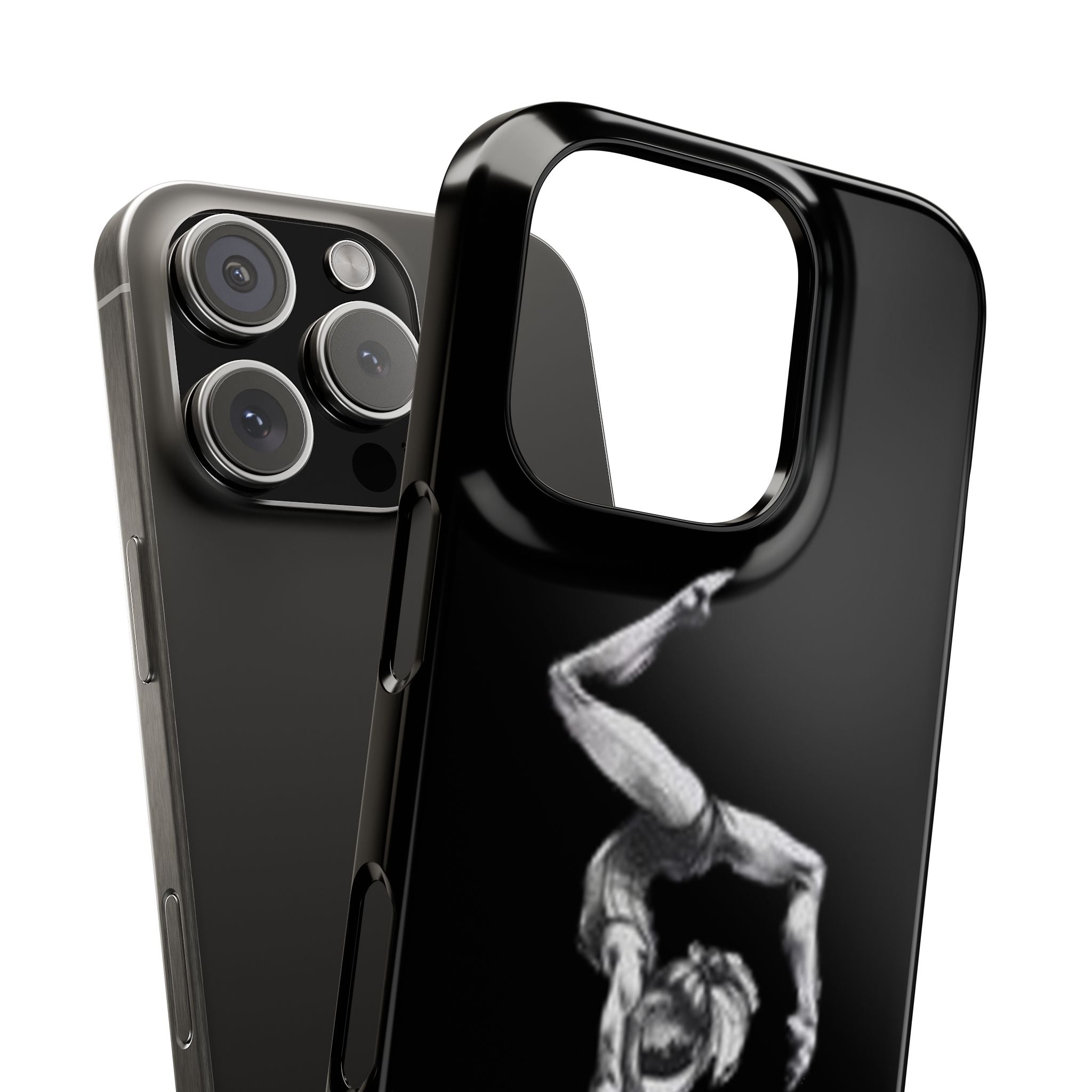 Coach Gymnastics Phone Case — Black Snap Phone Cover with Gymnast Silhouette