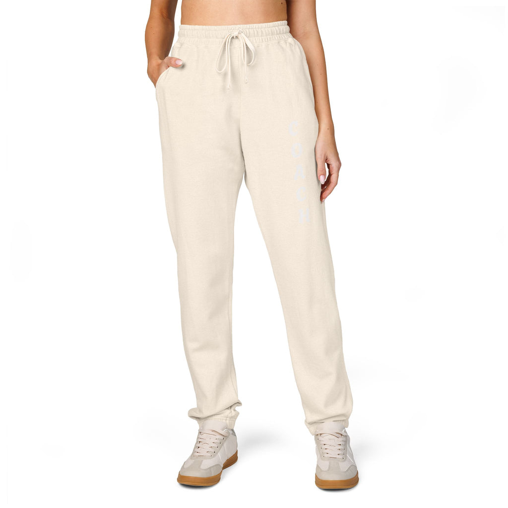 Adults Coach Vertical Logo Sweatpants — Garment-Dyed Fleece Joggers
