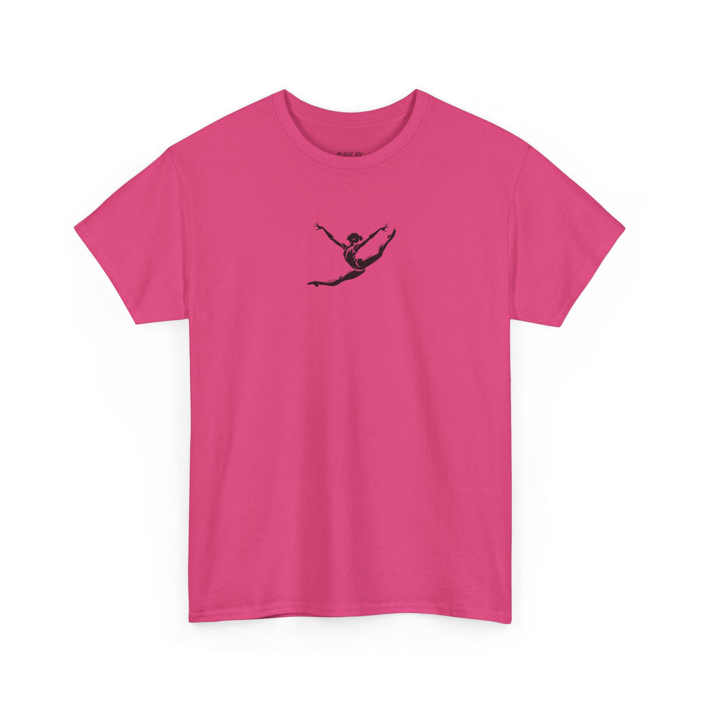 Gymnast Minimalist Tee — Small Graceful Leap Graphic T-Shirt (Adults)