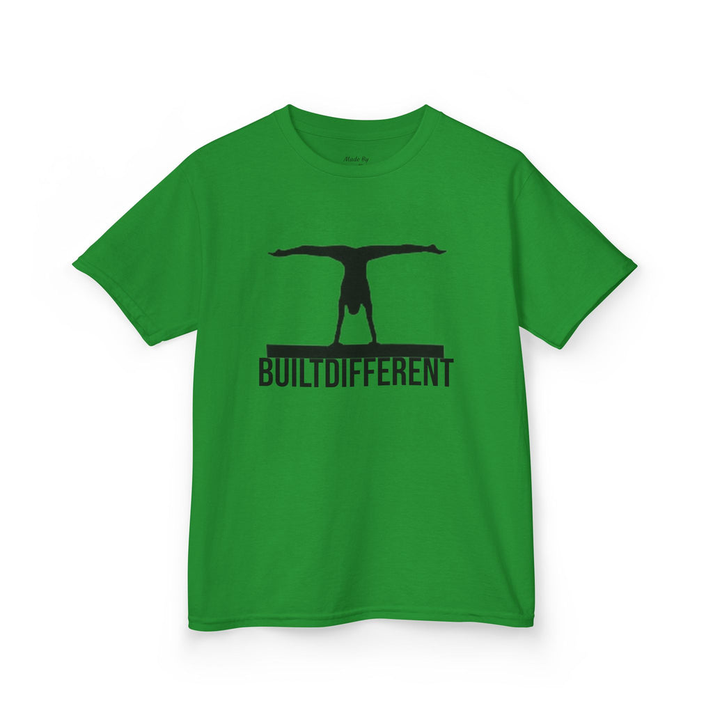 Kids T-Shirt — 'BUILTDIFFERENT' Gymnast Silhouette Tee