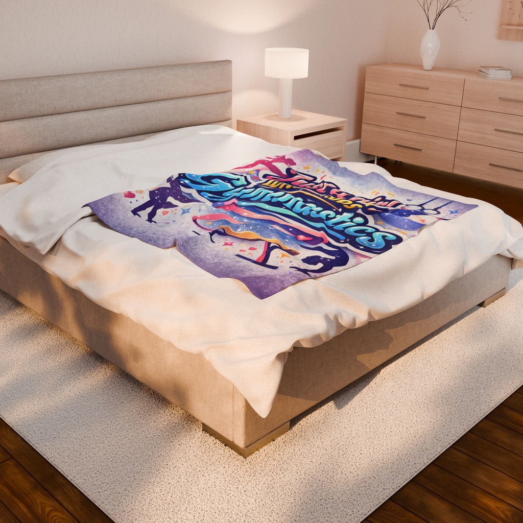 Gymnastics Plush Blanket — "Just a Girl Who Loves Gymnastics" Velveteen Throw