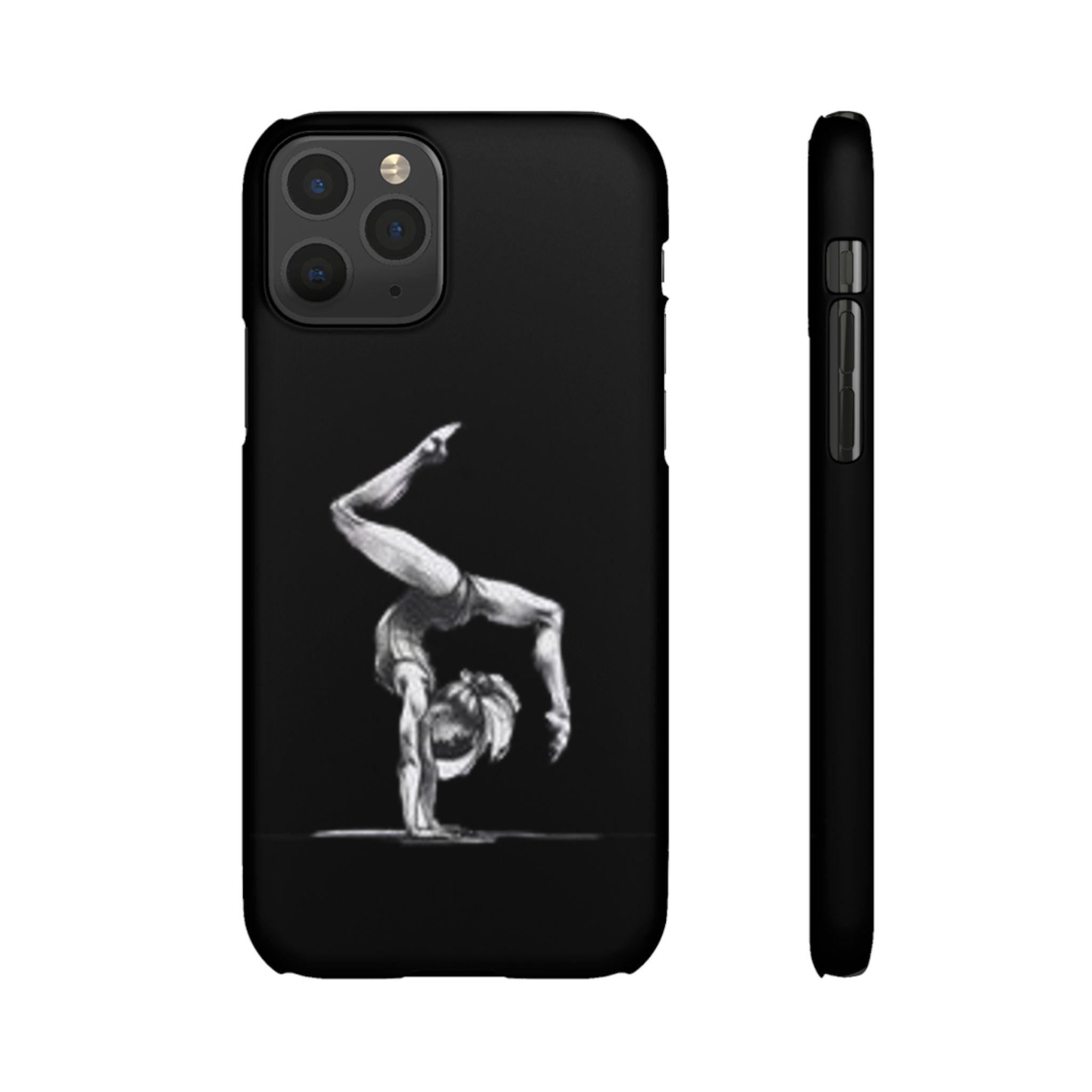 Gymnastics Phone Case — Black Chalk-Style Handstand Design