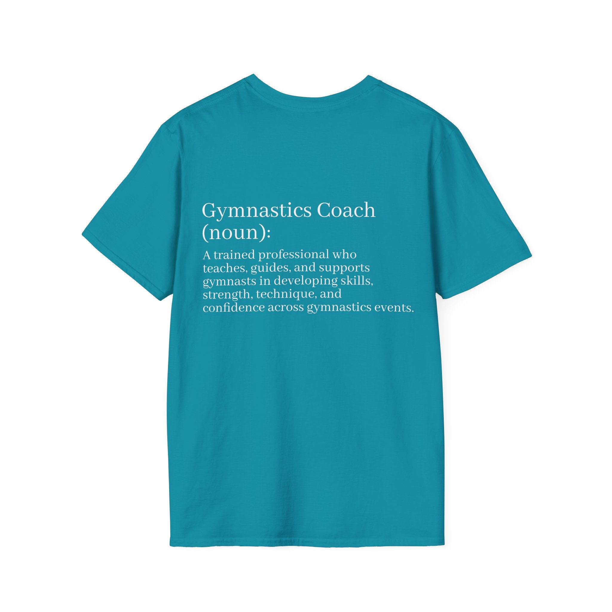 Adults Gymnastics Coach Definition T-Shirt — Back-Print Gift for Coaches