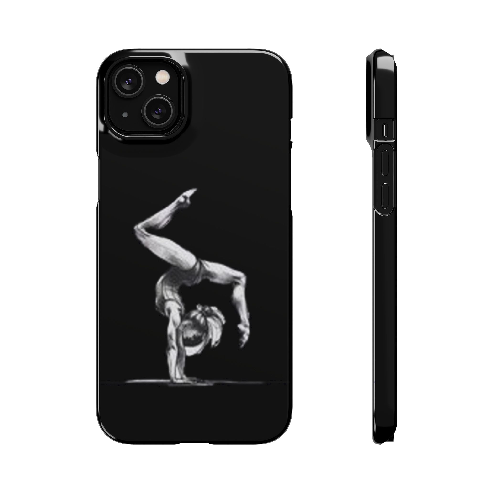 Gymnastics Phone Case — Black Chalk-Style Handstand Design