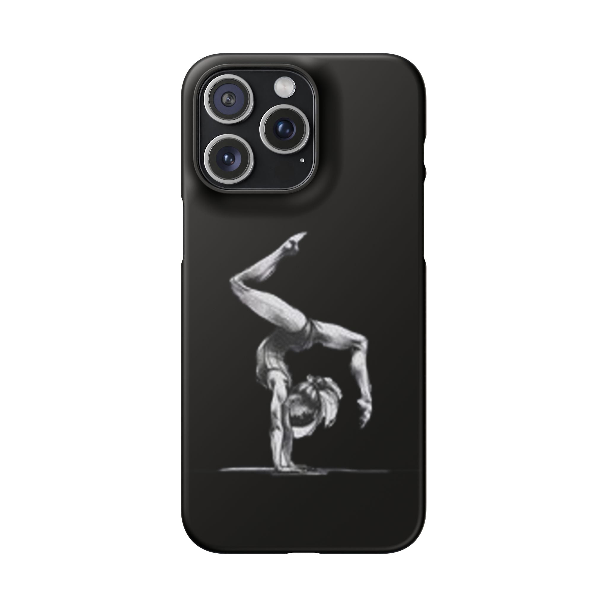 Gymnastics Phone Case — Black Chalk-Style Handstand Design