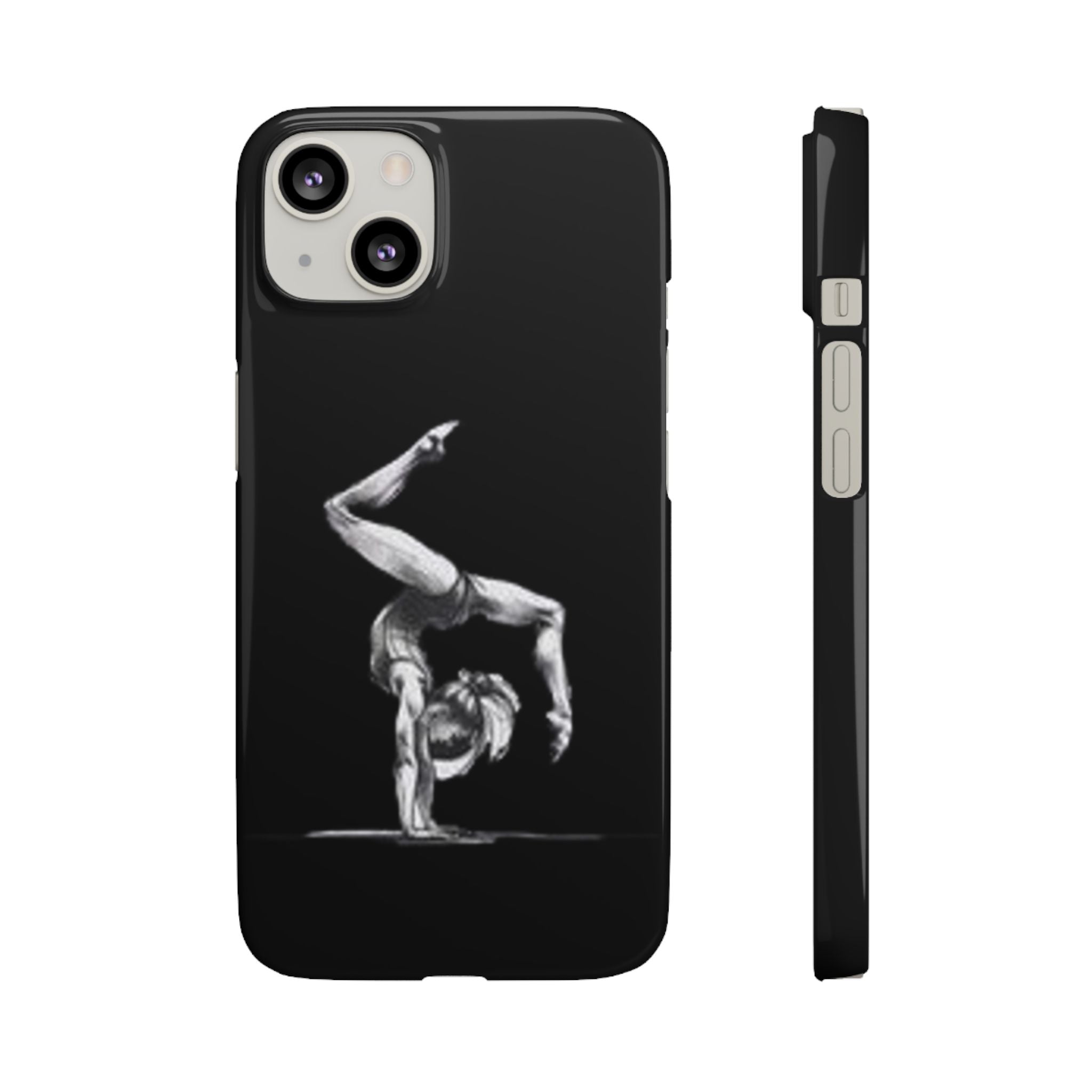 Gymnastics Phone Case — Black Chalk-Style Handstand Design