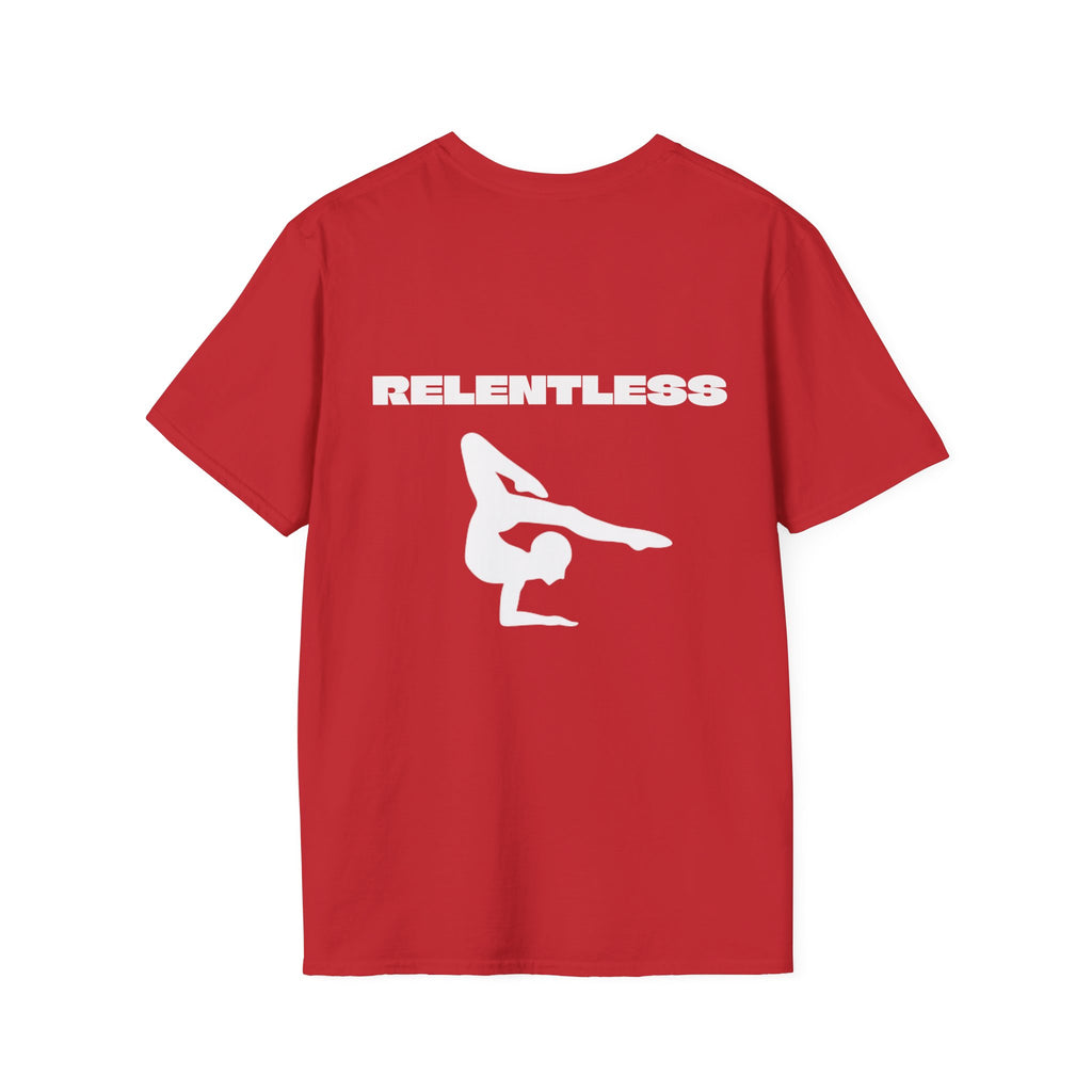 Relentless Gymnastics T-Shirt — Back Silhouette Athletic Tee (Adults)