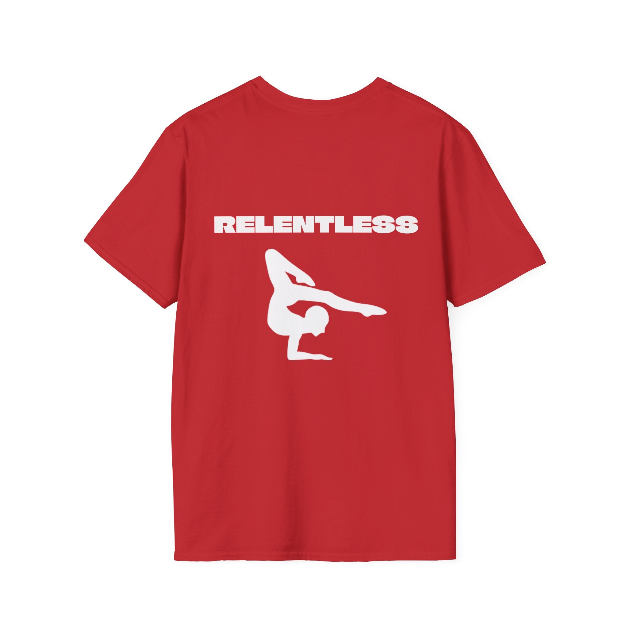 Relentless Gymnastics T-Shirt — Back Silhouette Athletic Tee (Adults)