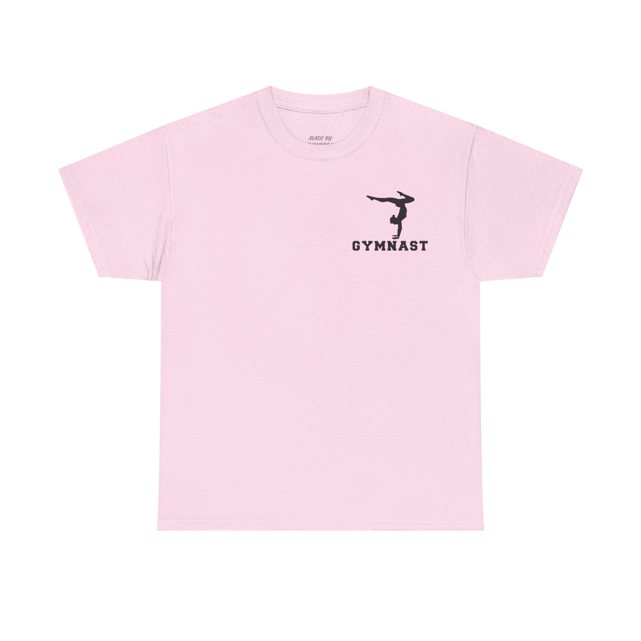 Gymnast Silhouette T-Shirt — "GYMNAST" Chest Logo Athletic Tee (Adults)