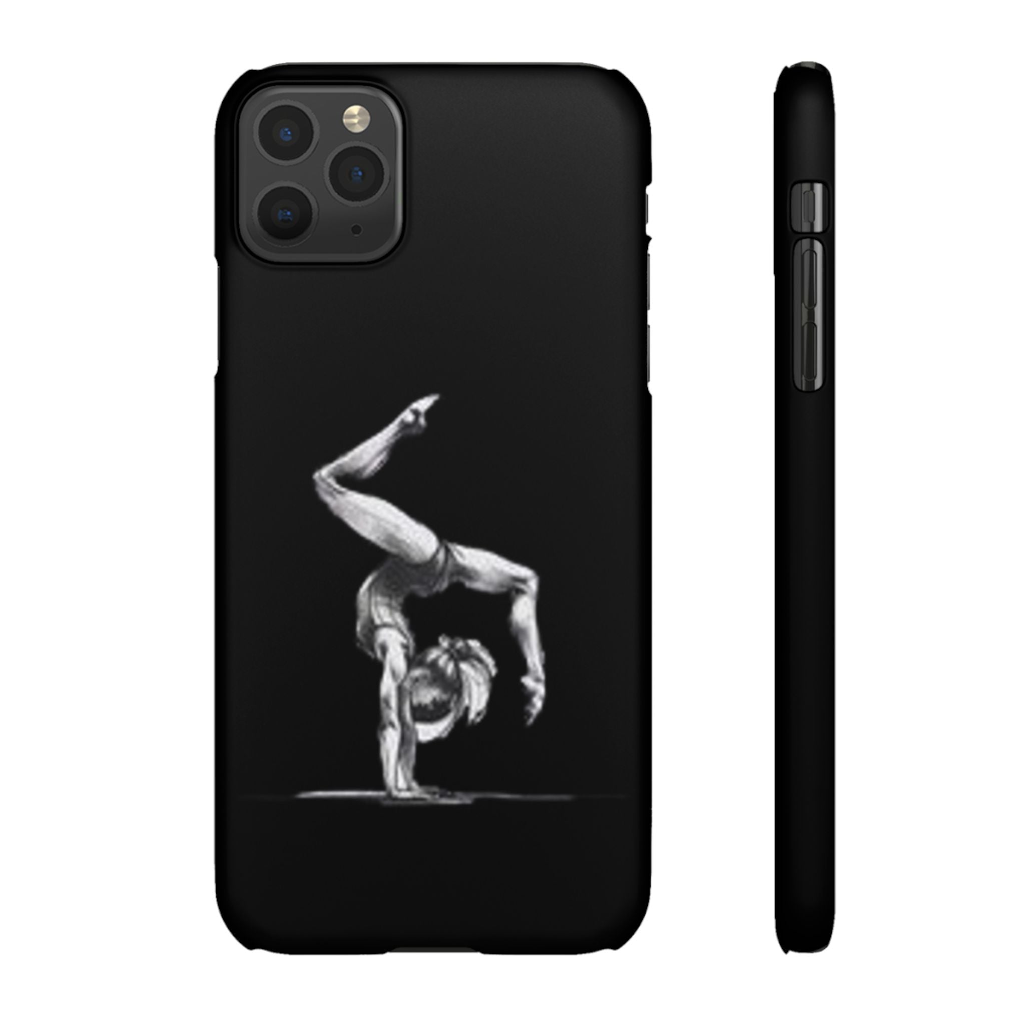 Gymnastics Phone Case — Black Chalk-Style Handstand Design