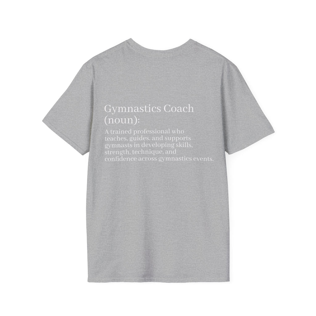 Adults Gymnastics Coach Definition T-Shirt — Back-Print Gift for Coaches
